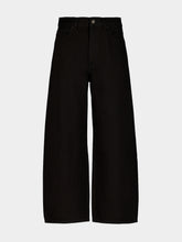 Frame Black Cotton Bow Crop Wide-Leg Jeans
