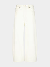 Frame Natural White Bow Crop Wide-Leg Jeans