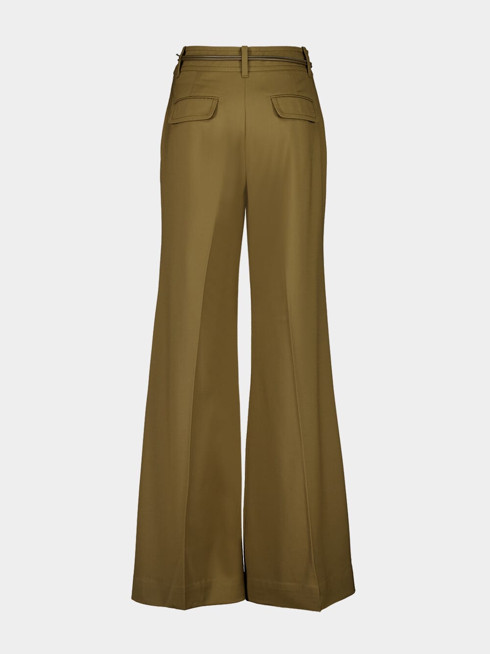 Olive Green Crush Tailored Wide Flare Pants