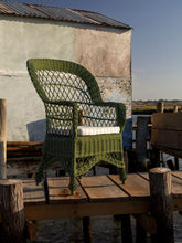 House of Capricorn Handmade Furnas Green Wicker Armchair