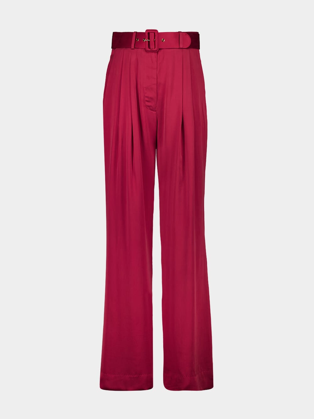 Deep Pink Loose Fit Tuck Silk Pants