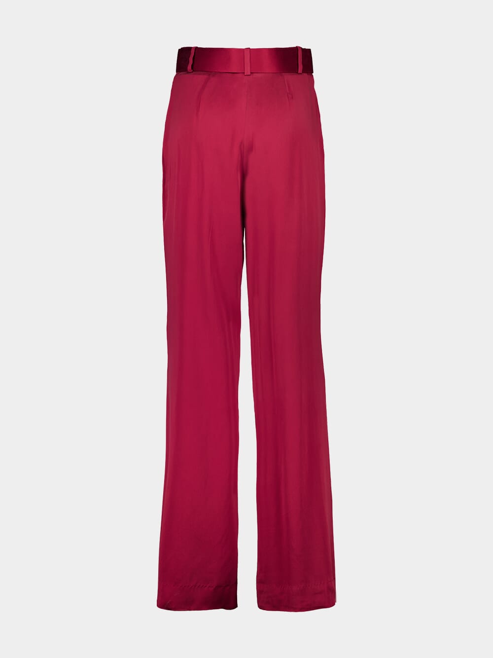 Deep Pink Loose Fit Tuck Silk Pants