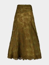 Zimmermann Olive Clash Floral Lace Draped Maxi Skirt