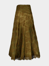 Zimmermann Olive Clash Floral Lace Draped Maxi Skirt