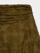 Zimmermann Olive Clash Floral Lace Draped Maxi Skirt