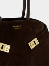 Ferragamo Brown Suede Hug Small Top Handle Bag