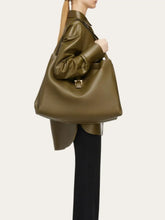 Ferragamo Olive Green Leather Tote Bag