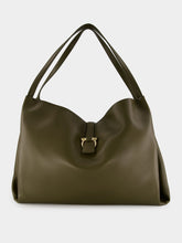 Ferragamo Olive Green Leather Tote Bag