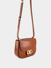 Ferragamo Dark Cognac Double Gancini North-South Crossbody Bag