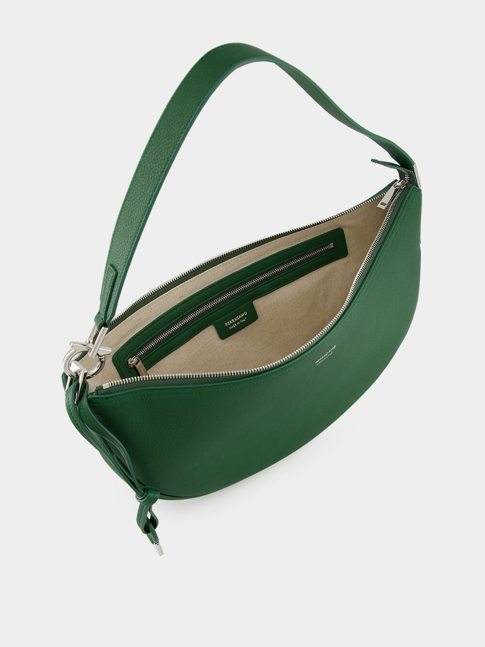 Forest Green Leather Hobo Bag