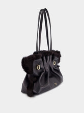 Ferragamo Black Soft-Bag with Mink Trim