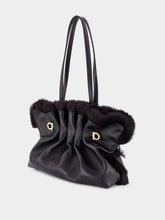 Ferragamo Black Soft-Bag with Mink Trim