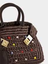 Ferragamo Brown Small Hug Raffia Handbag