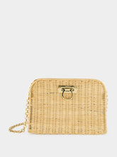 Ferragamo Natural Diana Wicker Clutch Bag