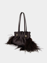 Ferragamo Black Nappa Leather Feather Small Soft Bag