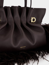 Ferragamo Black Nappa Leather Feather Small Soft Bag