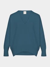 Paula V-Neck Petrol Cashmere Sweater