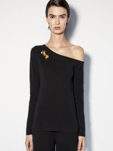 Paula Asymmetric Black Cashmere Sweater