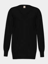 Paula Long V-Neck Black Cashmere Sweater