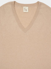 Paula Long V-Neck Camel Cashmere Sweater