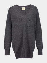 Paula Long V-Neck Dark Grey Cashmere Sweater
