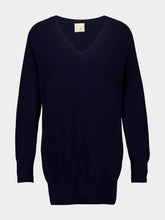 Paula Long V-Neck Navy Cashmere Sweater