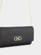 Ferragamo Black Gancini Wallet with Chain