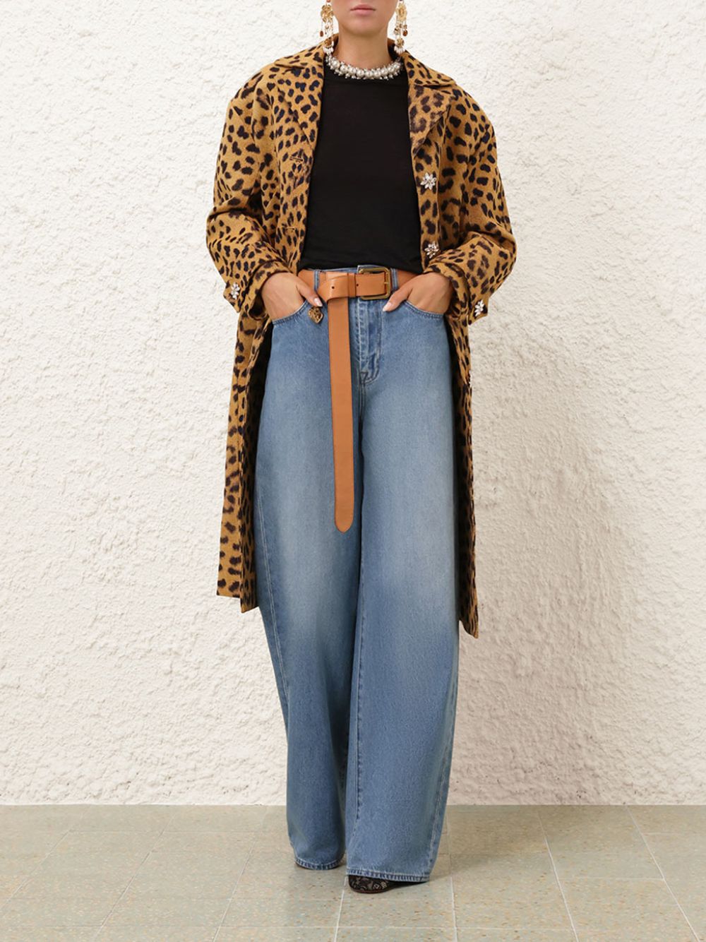 Crush Jacquard Barrel Leopard Coat