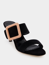 Manolo Blahnik Gable Suede Buckle Open-Toe 70mm Mules