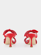 Manolo Blahnik Lollo Red Nappa Leather Bow Detail 70mm Mules
