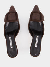 Manolo Blahnik Maysalebi Brown Calf Leather Buckle Detail Mules