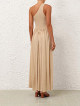 Zimmermann Gold Crush Metallic Asymmetric Maxi Dress