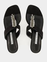 Manolo Blahnik Bizaba Black Suede Flat Sandals