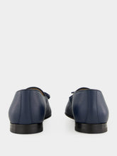 Manolo Blahnik Lennox Navy Blue Leather Tassel Loafers