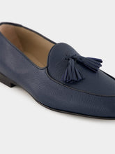 Manolo Blahnik Lennox Navy Blue Leather Tassel Loafers