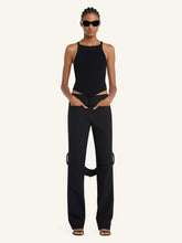 Courrèges Black Pointy Buckle Rib Knit Top