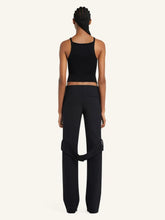 Courrèges Black Pointy Buckle Rib Knit Top