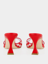 Manolo Blahnik Red Gingham Jadara 70 Heeled Mules