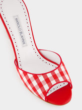 Manolo Blahnik Red Gingham Jadara 70 Heeled Mules