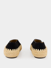 Gabriela Hearst Black Suede and Natural Raffia Strength Flat Shoe