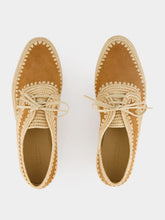 Gabriela Hearst Camel Suede and Natural Raffia Strength Derbies