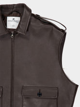 Courrèges Dark Brown Sleeveless Leather Jacket