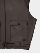 Courrèges Dark Brown Sleeveless Leather Jacket