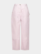 Prada Light Pink Canvas Trousers with Leather