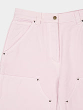 Prada Light Pink Canvas Trousers with Leather
