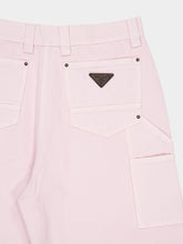 Prada Light Pink Canvas Trousers with Leather