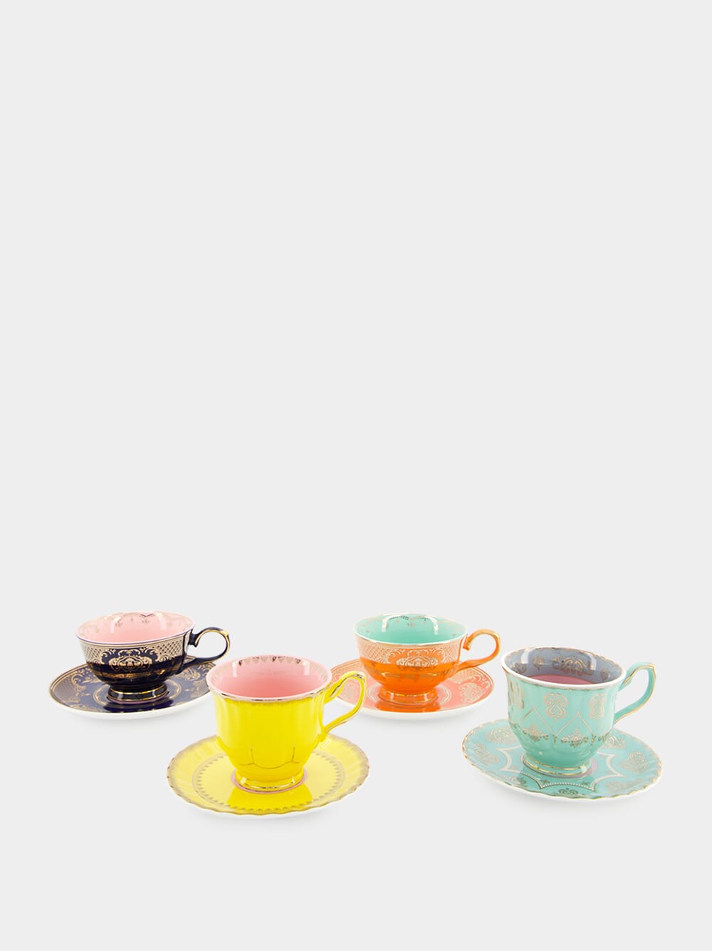 Grandpa set of 4 teacups and saucers in multicoloured - Polspotten