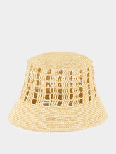 Borsalino Gold Jane Raffia Crochet Bucket Hat