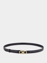 Ferragamo Black Hammered Leather Gancini Belt