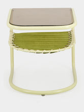 Honoré Khaki Campo Corduroy Side Table with Glazed Beige Frame